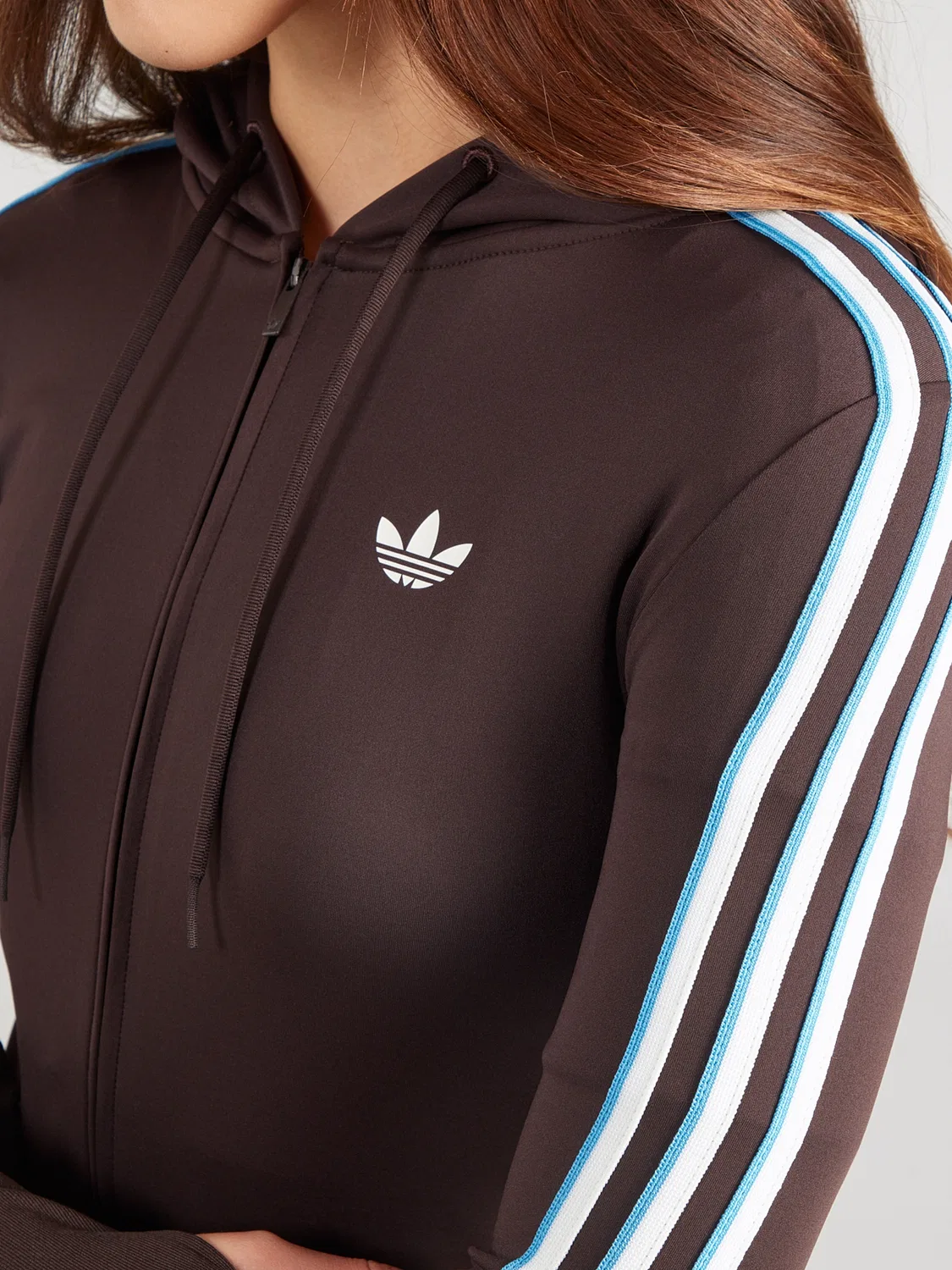 Худи на молнии Adidas Originals Trefoil, коричневый — фото 2