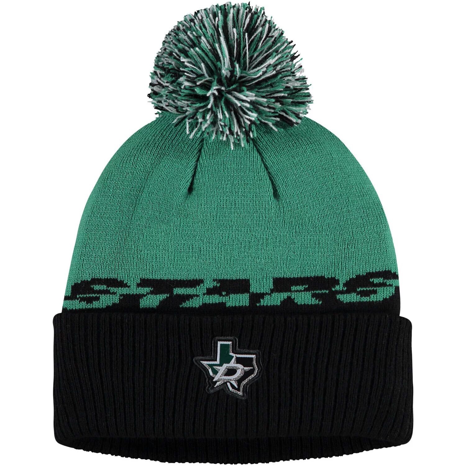 

Мужская вязаная шапка adidas Kelly Green/Black Dallas Stars COLD.RDY с манжетами и помпоном