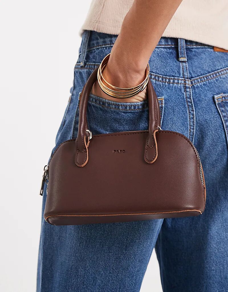 

Мини-сумка PASQ с двумя лямками темно-коричневого цвета