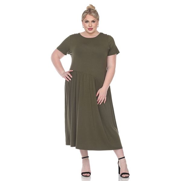 

Женское платье макси с короткими рукавами plus size Wm Fashion, Olive
