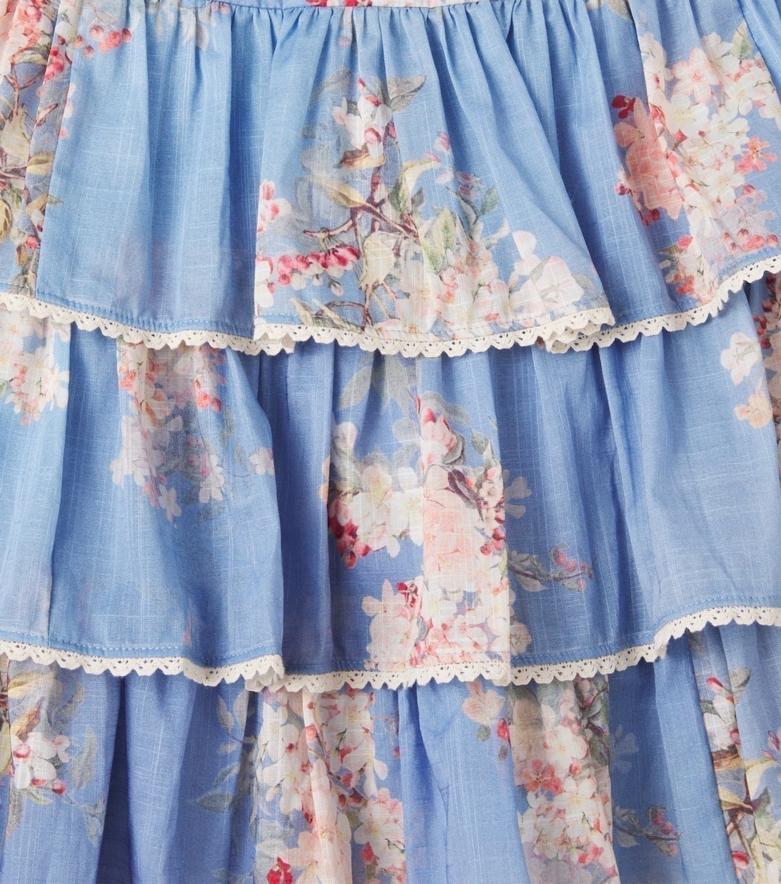 Платье из хлопка с цветочным принтом Рианнон Zimmermann Kids, Teal Blue Botanical Floral — фото 3