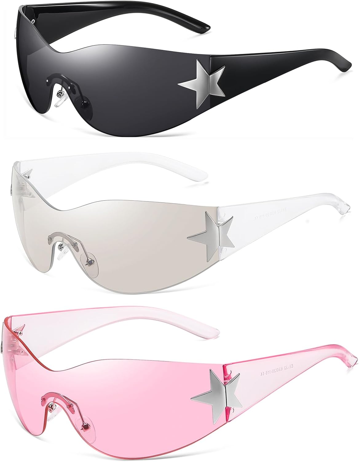 

Солнцезащитные очки Eiuizah Y2k для женщин и мужчин, модель Shield Wrap Around Fashion Sunglasses, модные солнцезащитные очки большого размера без оправы, Black+transparent+pink