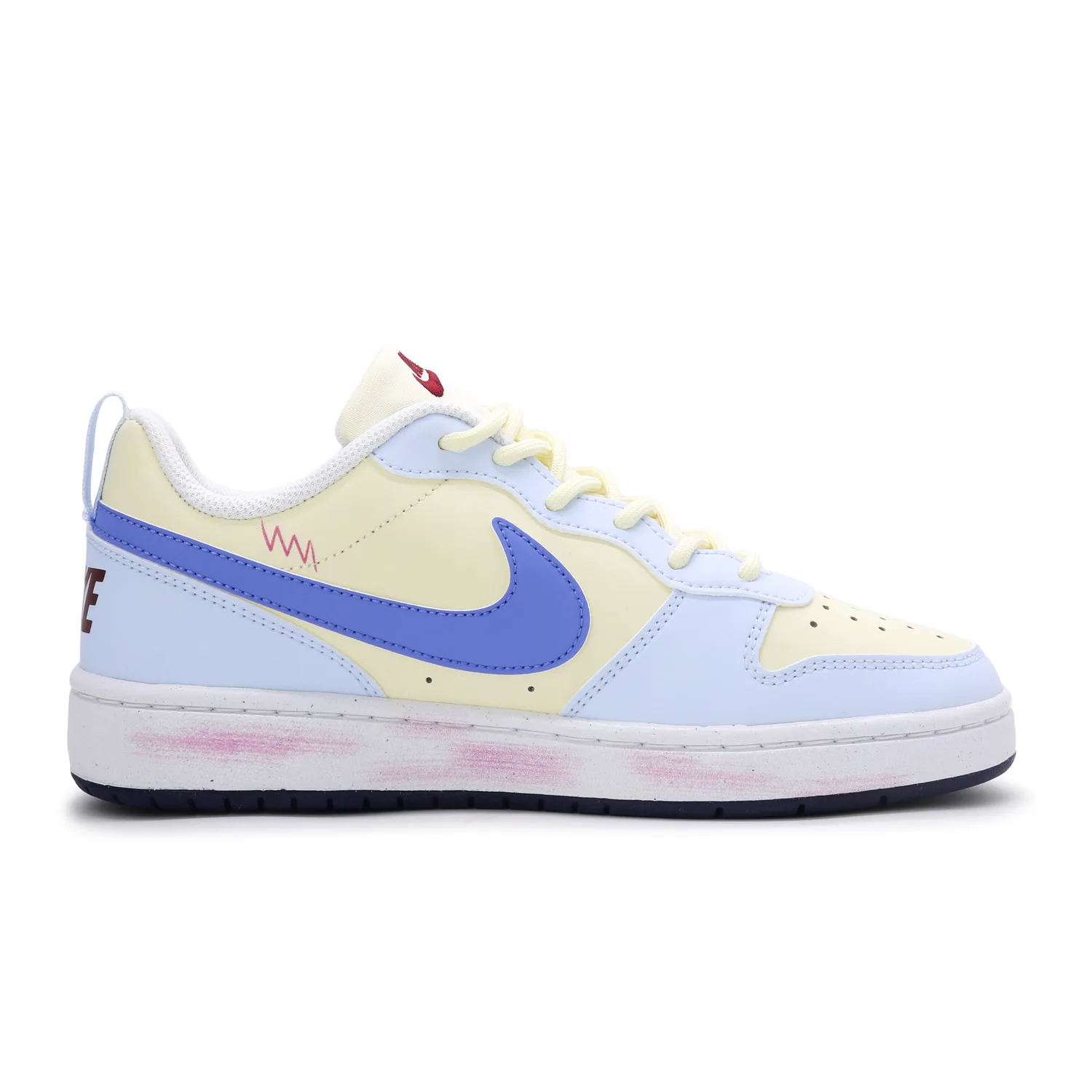 Nike Court Borough Radiant Smile Like Spring Synthetic Leather, Leather Skateboard Shoes Pink White Blue Yellow GS — фото 4