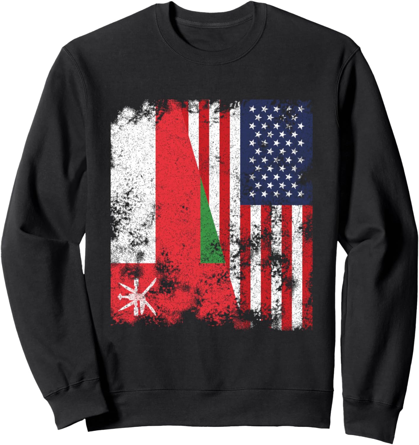 

Футболка с изображением американского флага Омана в античном стиле - наполовину американская Oman Flag Nation, черный