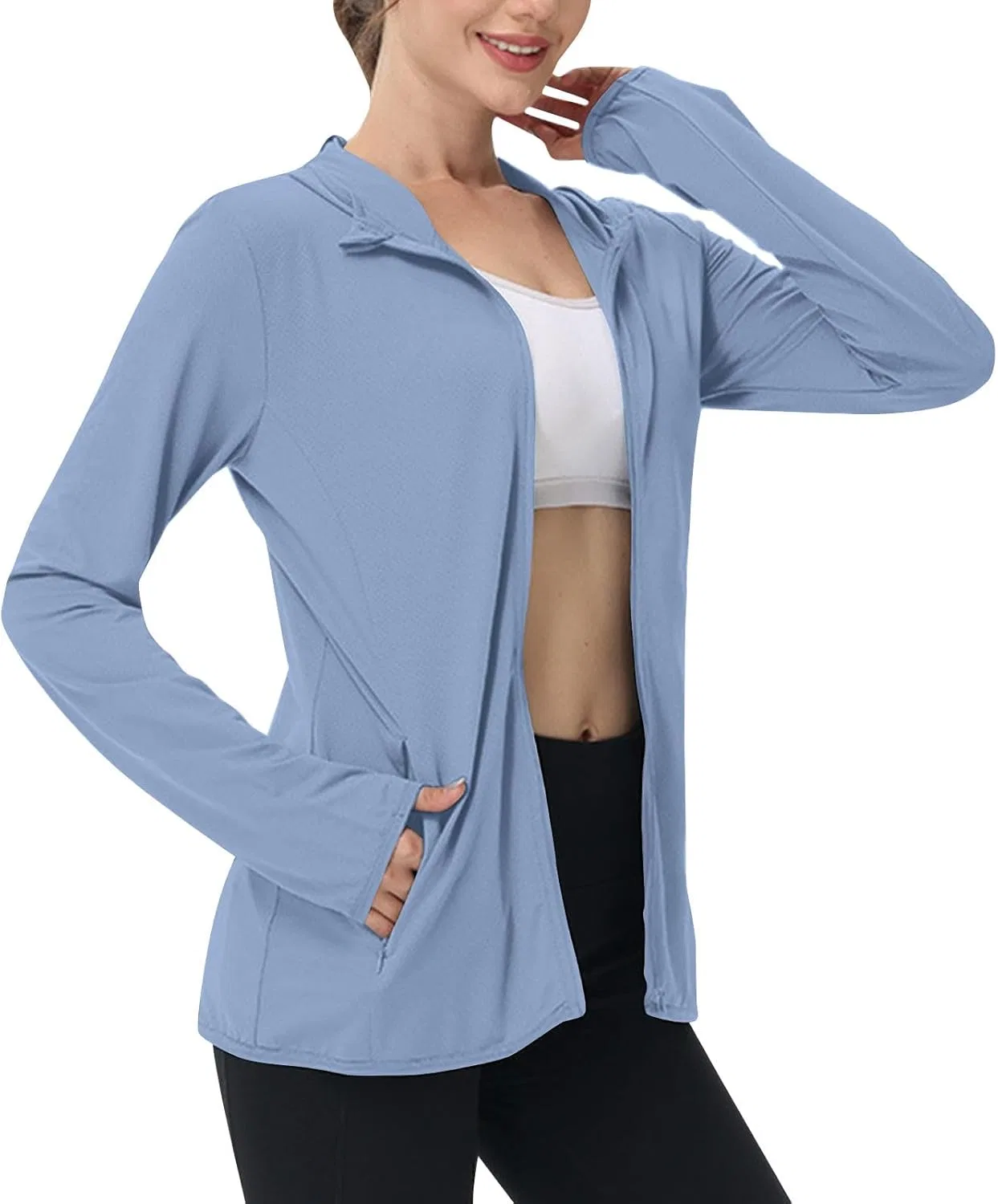 Женская куртка с капюшоном UPF 50+ Fishing Hoodie Lightweight, 03 Sky Blue