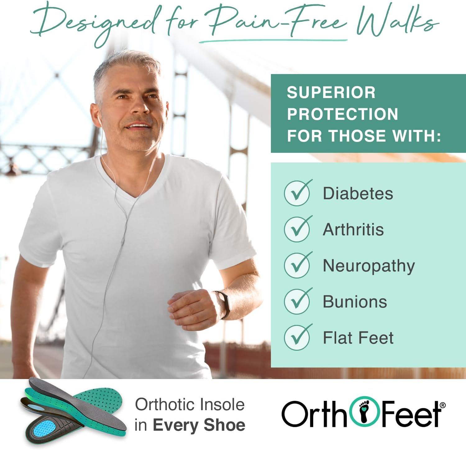 Мужские ортопедические кроссовки-слипоны Orthofeet Tilos с открытыми руками, темно-синий — фото 4