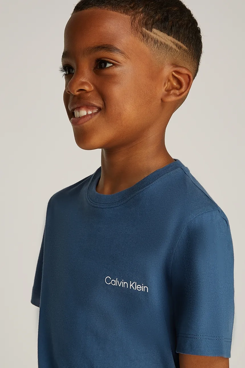 Хлопковая футболка для детей 0 упаковка из 2 шт Calvin Klein Jeans, темно-синий — фото 4