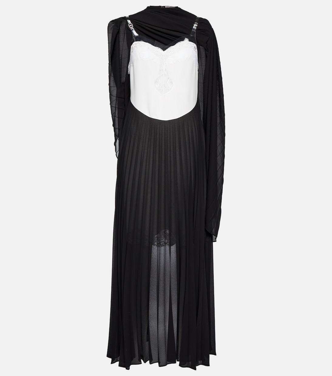 

Платье миди Mrs Robinson с лаковой отделкой и накидкой Christopher Kane, Blackwhite