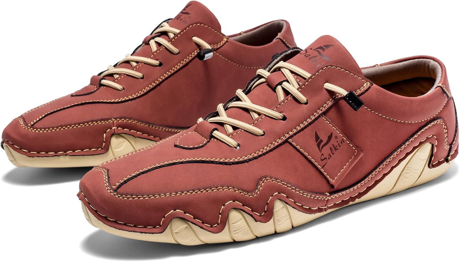 

Мужские водонепроницаемые замшевые повседневные кроссовки для походов, кемпинга и вождения на все сезоны, ретро, с ручной прострочкой, округлым носком, эластичной шнуровкой, для активного отдыха, мягкие и удобные модные кроссовки Glbdu, красный