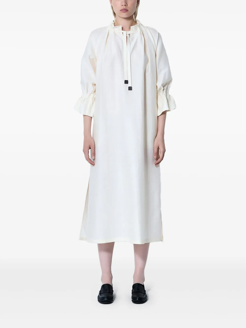 

Платье миди Jene с оборками на рукавах MAX MARA, белый