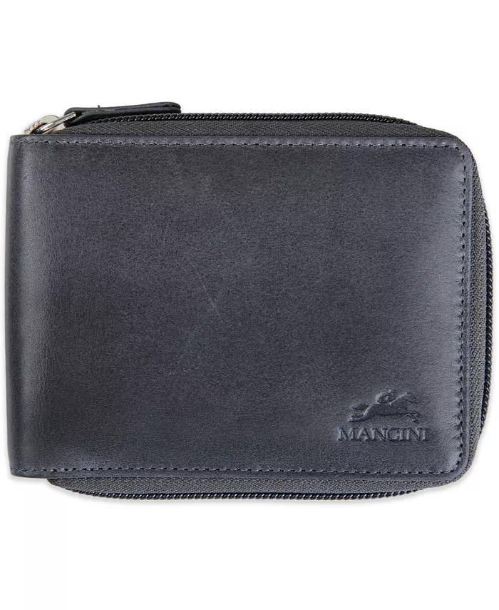 

Мужской кожаный кошелек Bellagio Collection с молнией и съемным паспортным блоком Mancini, серый