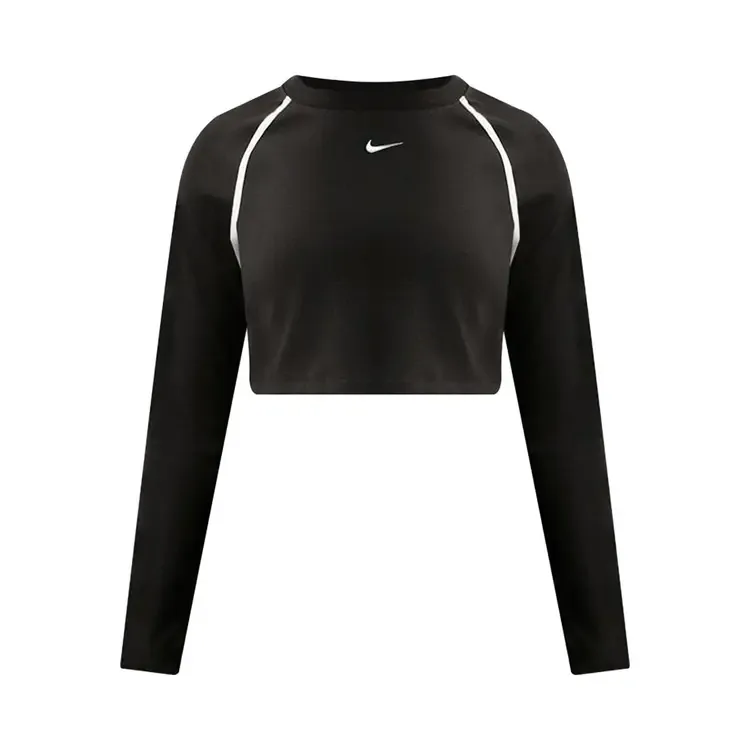 Укороченный топ с длинными рукавами Nike NSW Tight, цвет «Черный/Меловой»