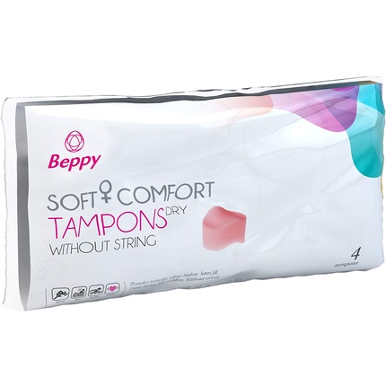 

Тампоны Beppy DRY Soft + Comfort, 4 упаковки — в индивидуальной гигиенической упаковке, без ниток и сухие — тампоны для большей свободы во время менструации (любовь, сауна, спорт, плавание)