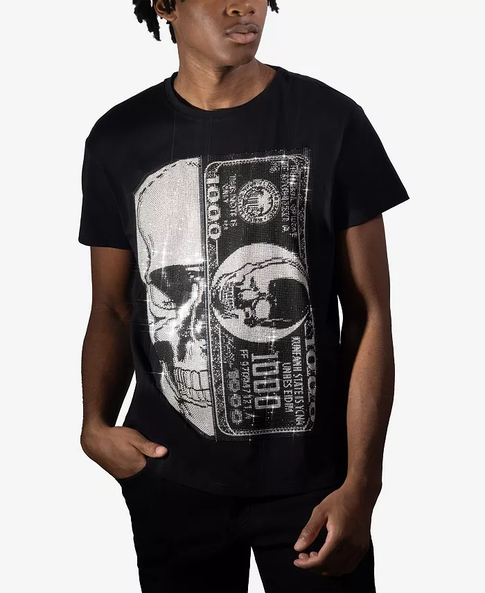 

Мужская футболка с графическим принтом и стразами Heads Or Tails, мультиколор