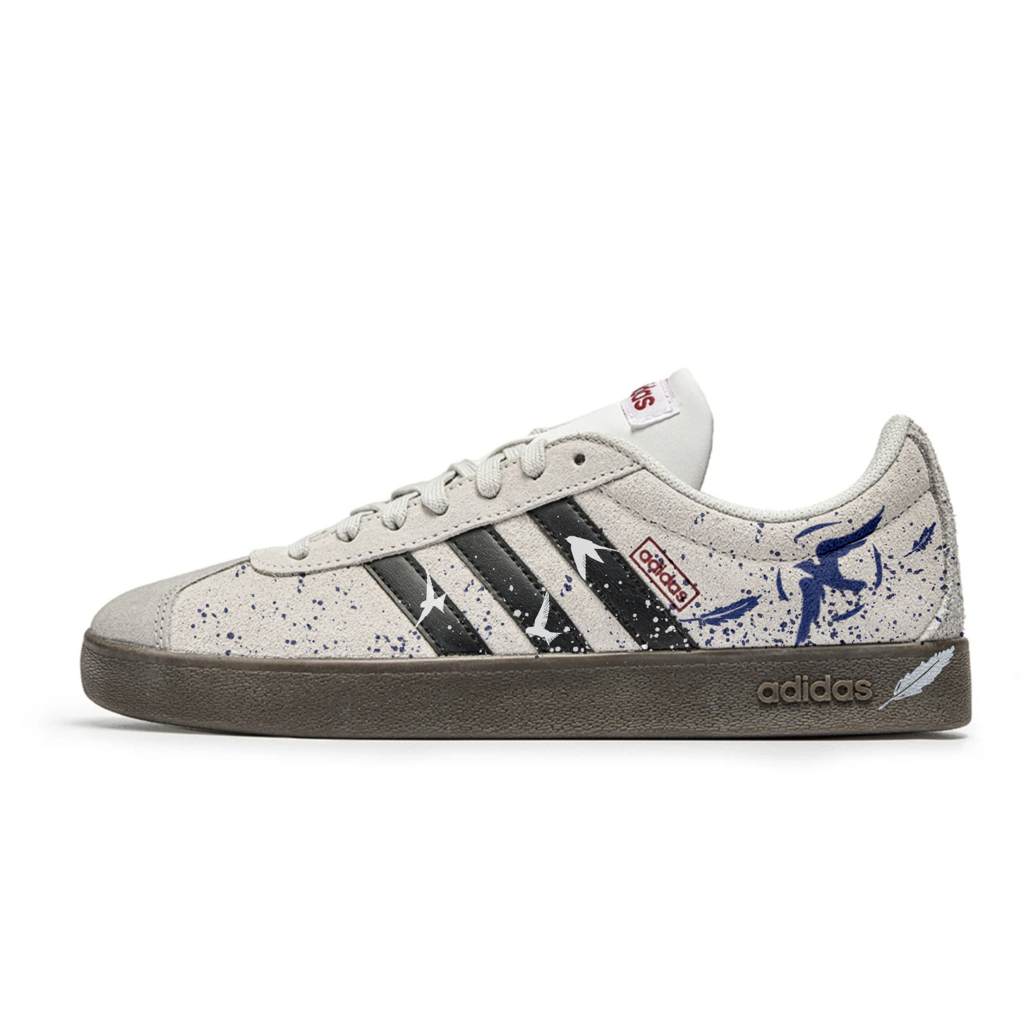 

Adidas ВЛ Корт 2.0 Летающая птица Перо Лоу-топ скейтборд обувь унисекс серый черный синий, цвет Gray Black Blue