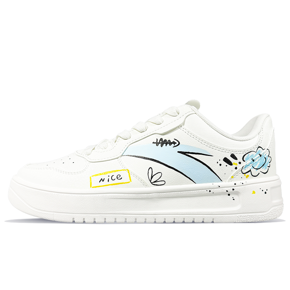 

ANTA Скользоустойчивые амортизирующие низкие скейтерские кроссовки мужские бело-голубые, цвет White Blue