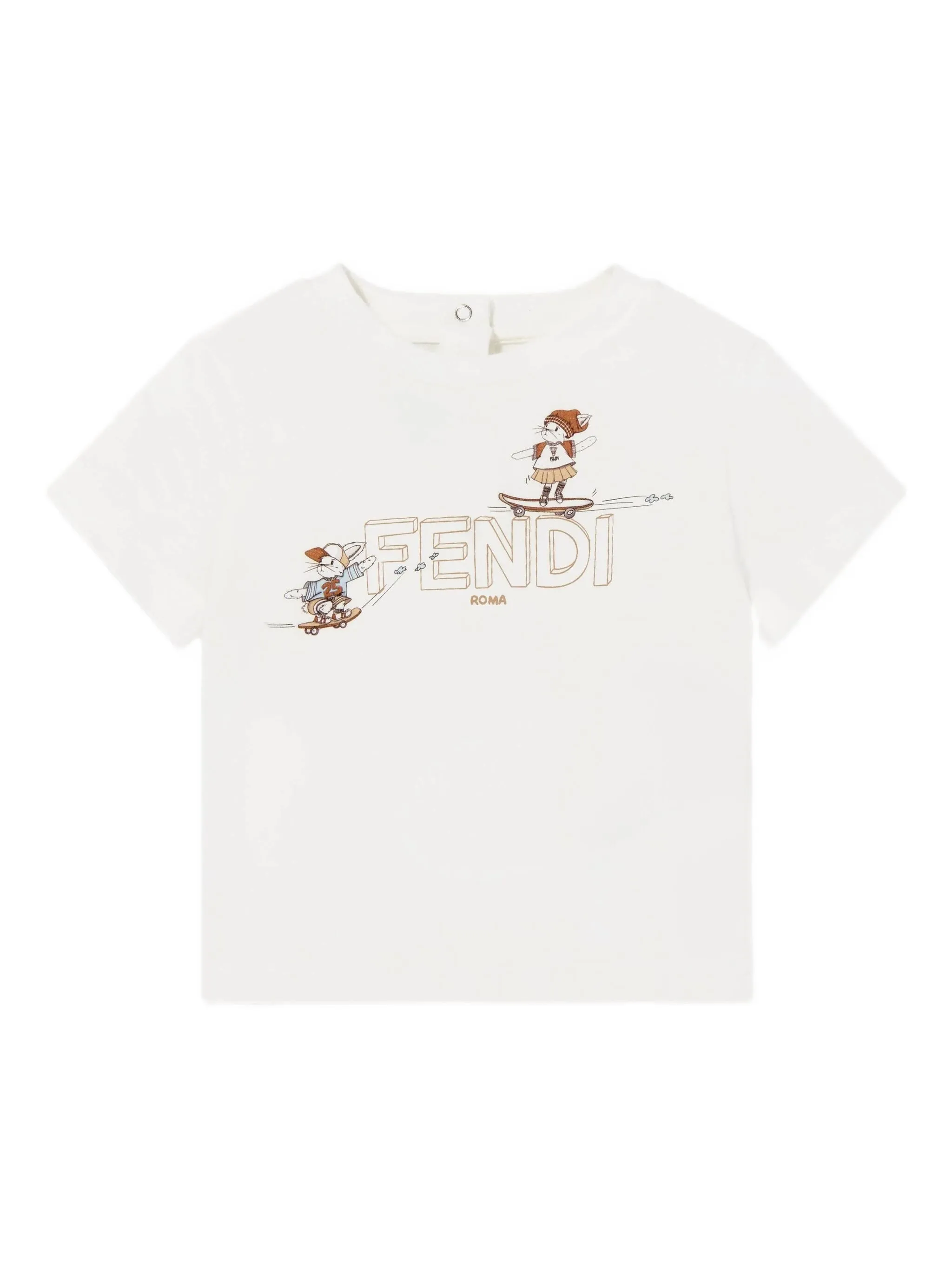 Футболка с логотипом Fendi Kids, белый
