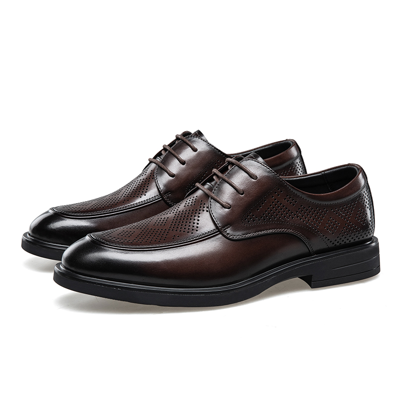 KANGNAI Мужские туфли для костюма низкие темно-коричневые, цвет Dark Brown — фото 3