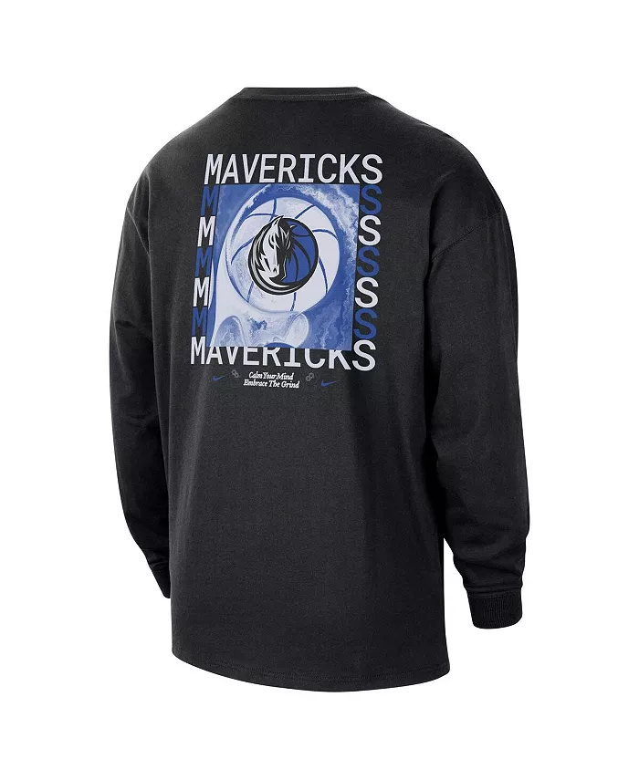 Мужская черная оверсайз футболка с длинным рукавом Dallas Mavericks Courtside Nike — фото 3