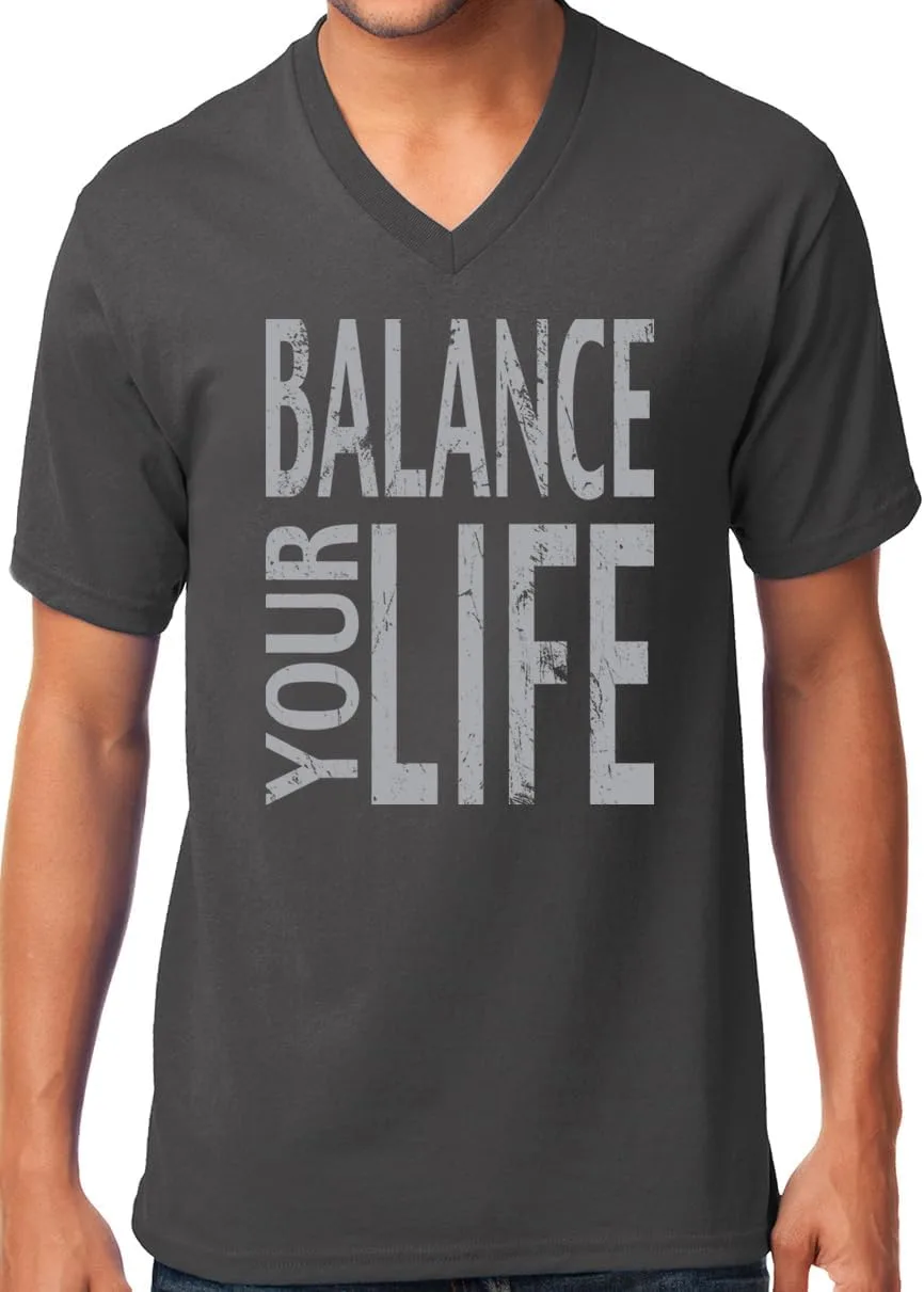 

Мужская футболка для йоги Balance Your Life из 100% хлопка с V-образным вырезом Yoga Clothing For You