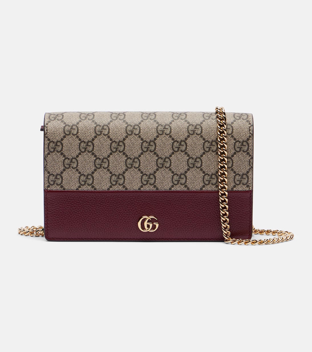 

Кошелек на цепочке GG Marmont Petite из кожи Gucci, Rosso Ancor/B.Ebony