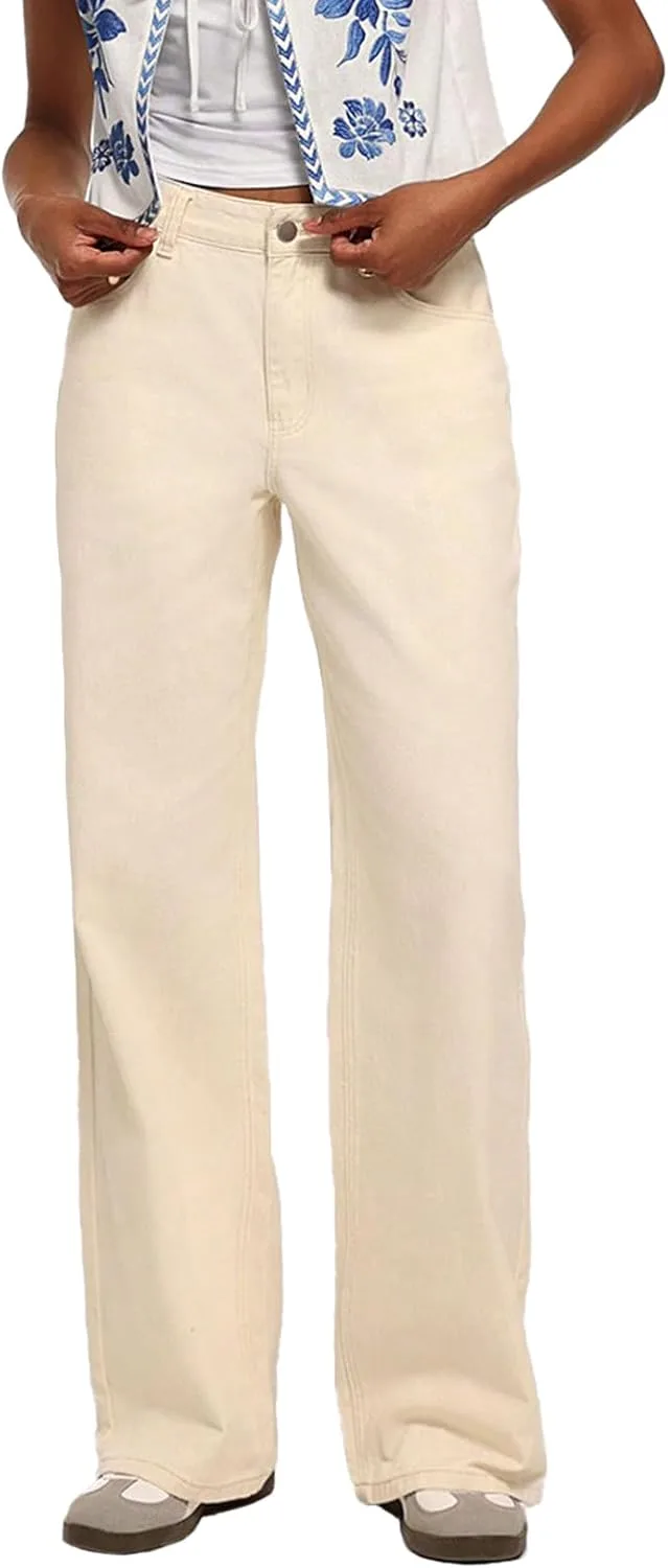 

Джинсы женские High Waisted Wide Leg Cream Relaxed Fit ACTIFORTERRAS