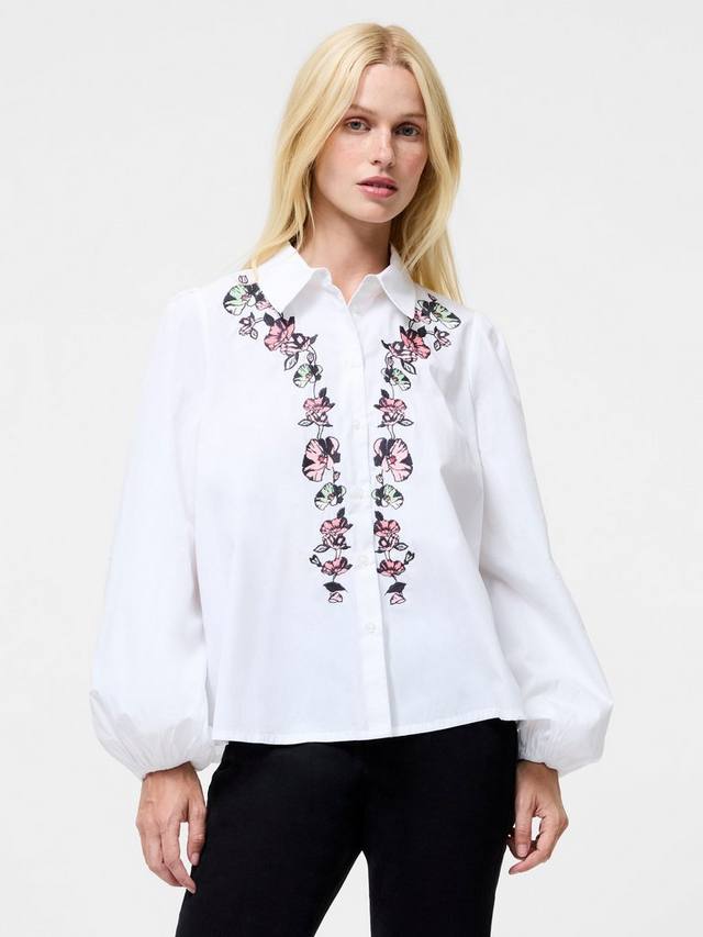 

Хлопковая рубашка Cambria Ellie с вышивкой и рукавами-фонариками French Connection