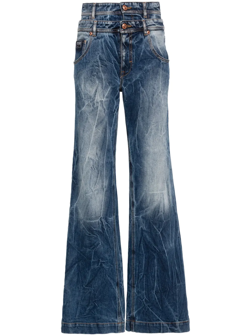

Широкие брюки с двойным поясом Versace Jeans Couture, синий