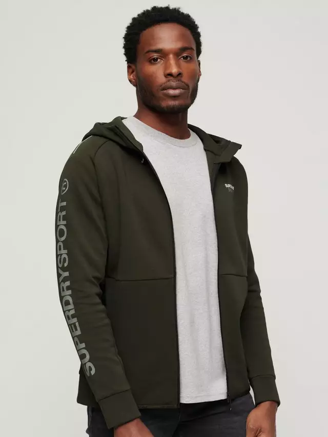 

Худи Superdry Sport Tech Logo Loose Zip, цвет army/khaki