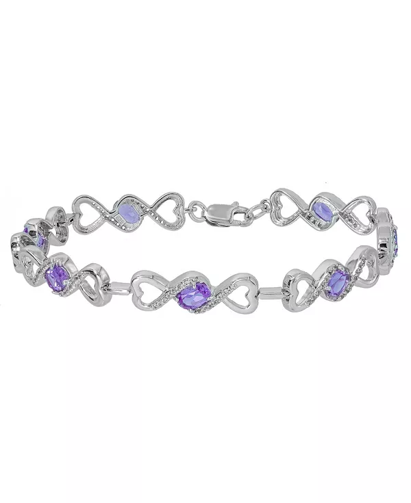 

Браслет в форме сердца с аметистами (3,5 карата) и белыми топазами из стерлингового серебра Macy'S, amethyst