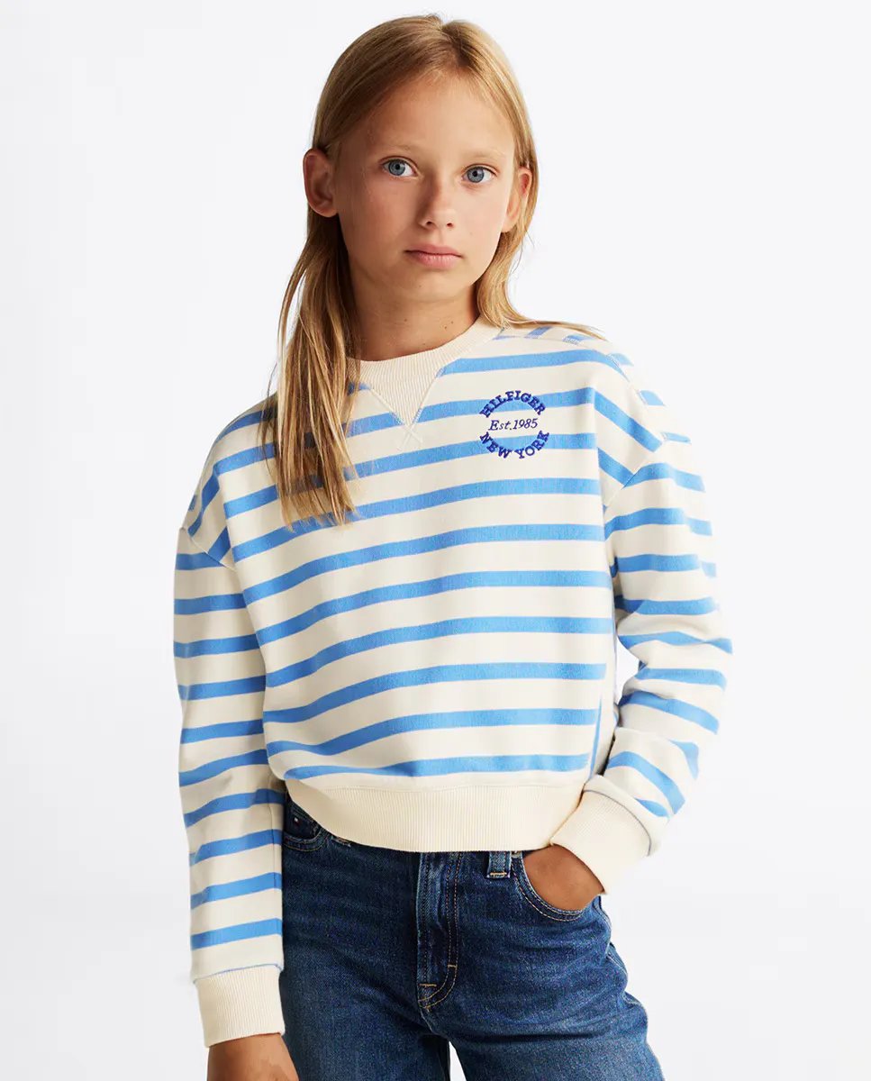 

Девичий свитшот с круглым вырезом с принтом Tommy Hilfiger, белый