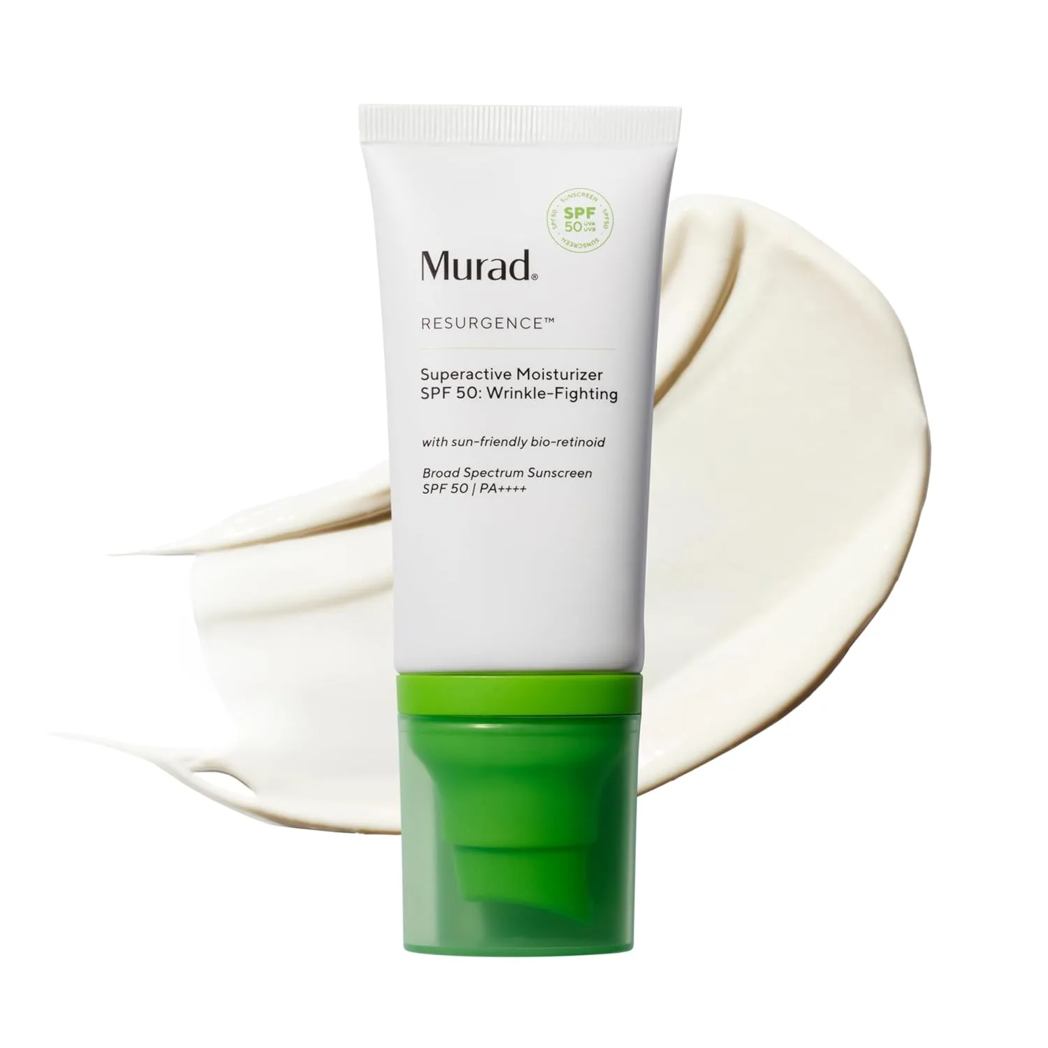 Murad Superactive Wrinkle-Fighting Moisturizer SPF 50 - Bio-Retinoid Ultra Sheer Facial Sunscreen для борьбы с морщинами и защиты от UVA/UVB, 50 мл, white