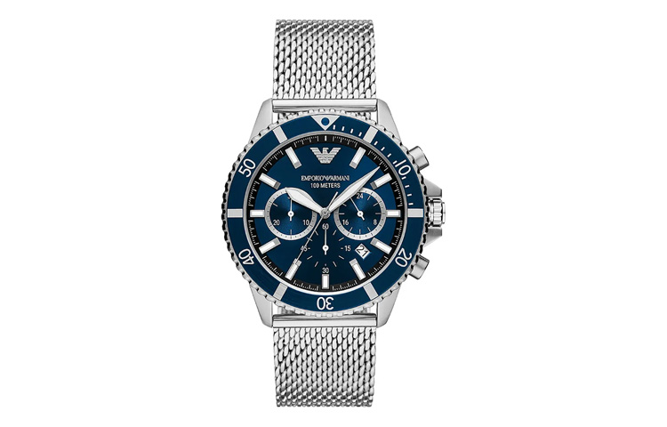 

EMPORIO ARMANI Часы Chronograph Stainless Steel Mesh Watch, Blue Dial
