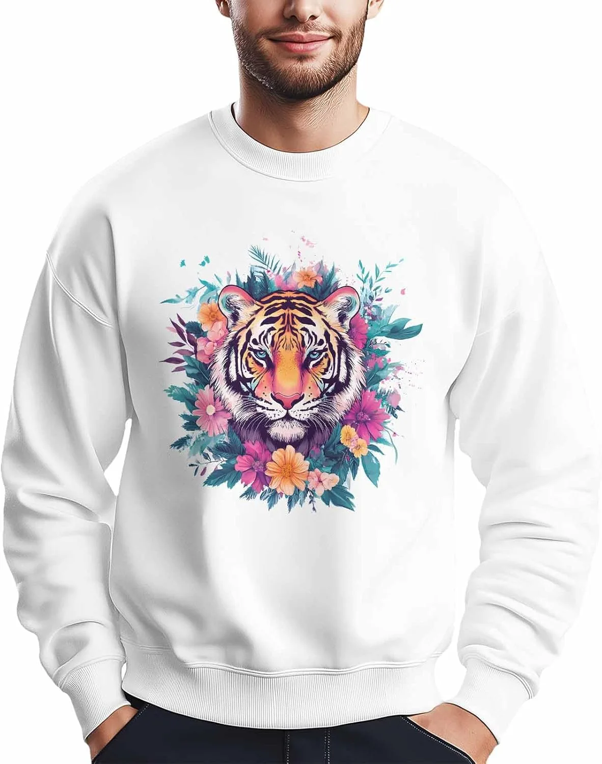 

Мужской свитшот Tiger in Flowers с принтом Winvebermior