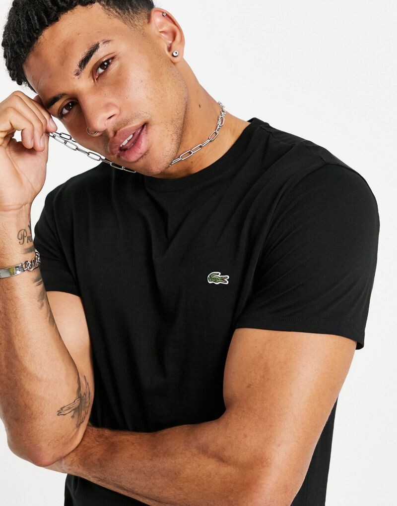 

Черная хлопковая футболка с логотипом Lacoste pima