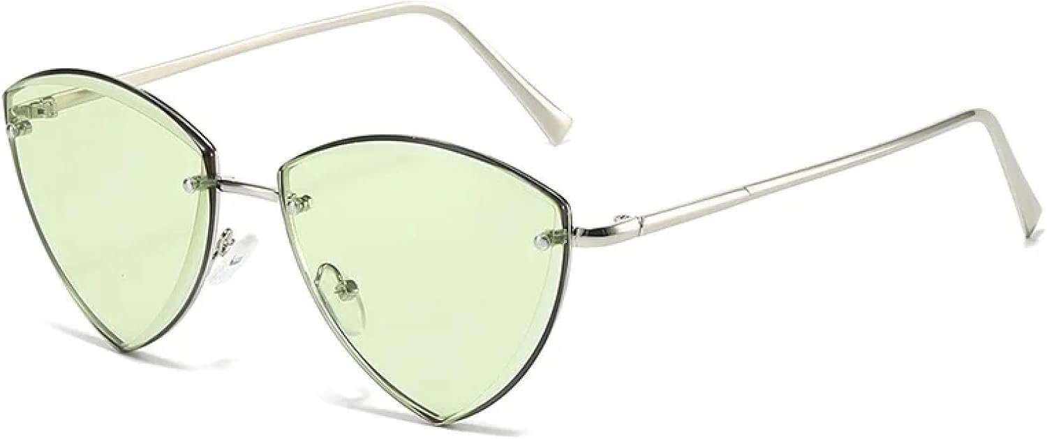 

Солнцезащитные очки с защитой от УФ-излучения UV400 | Без оправы "кошачий глаз" | Для женщин и мужчин, для занятий спортом на открытом воздухе и вождения DSVIGF, Silver-green