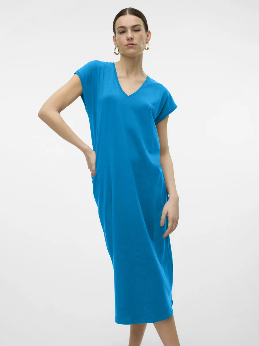 

Платье миди Vero Moda "VMBARBARA SS CALF DRESS JRS SPE GA", синий
