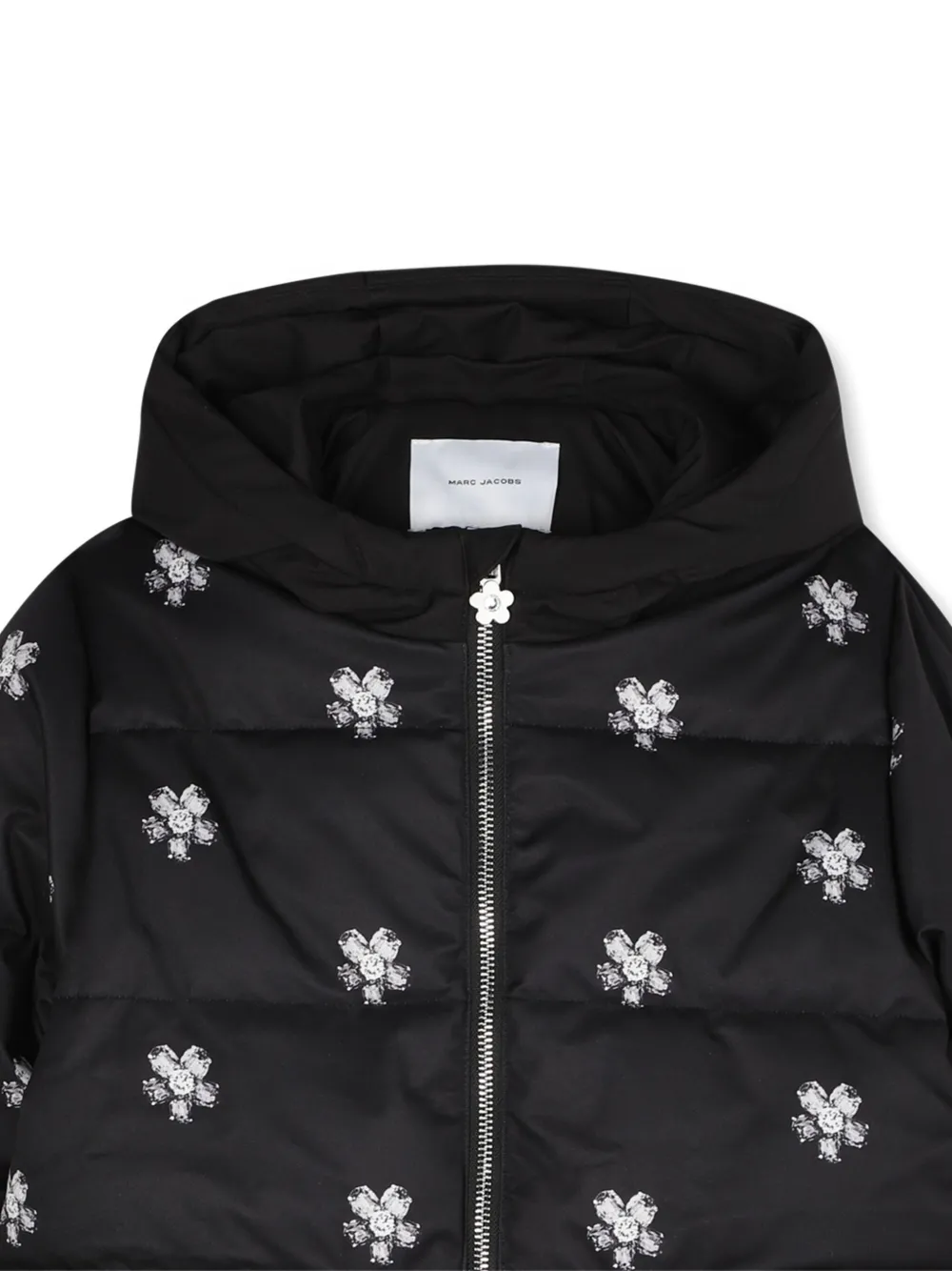 Пуховик с цветочной вышивкой Marc Jacobs Kids, черный — фото 3