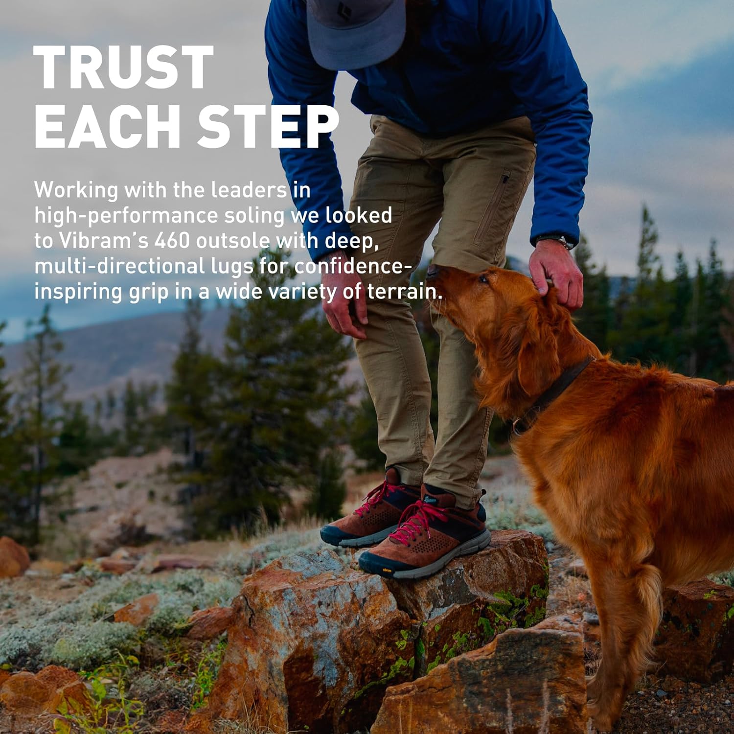 Мужские туристические ботинки Danner Trail 2650 - прочная замша, легкий текстиль с дышащей сетчатой подкладкой, стелька Ortholite и подошва Vibram для сцепления, синий — фото 3