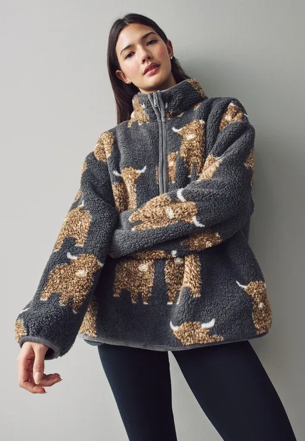 Джемпер флисовый Borg half zip fleece jumper Next, цвет угольно-серый