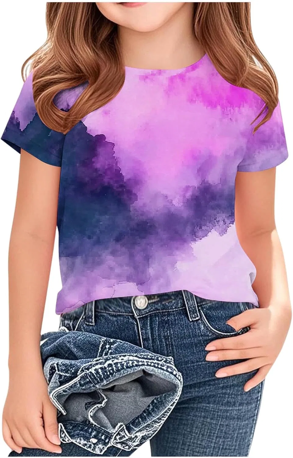 Футболка детская с принтом tie-dye, Zzalalana, розовый