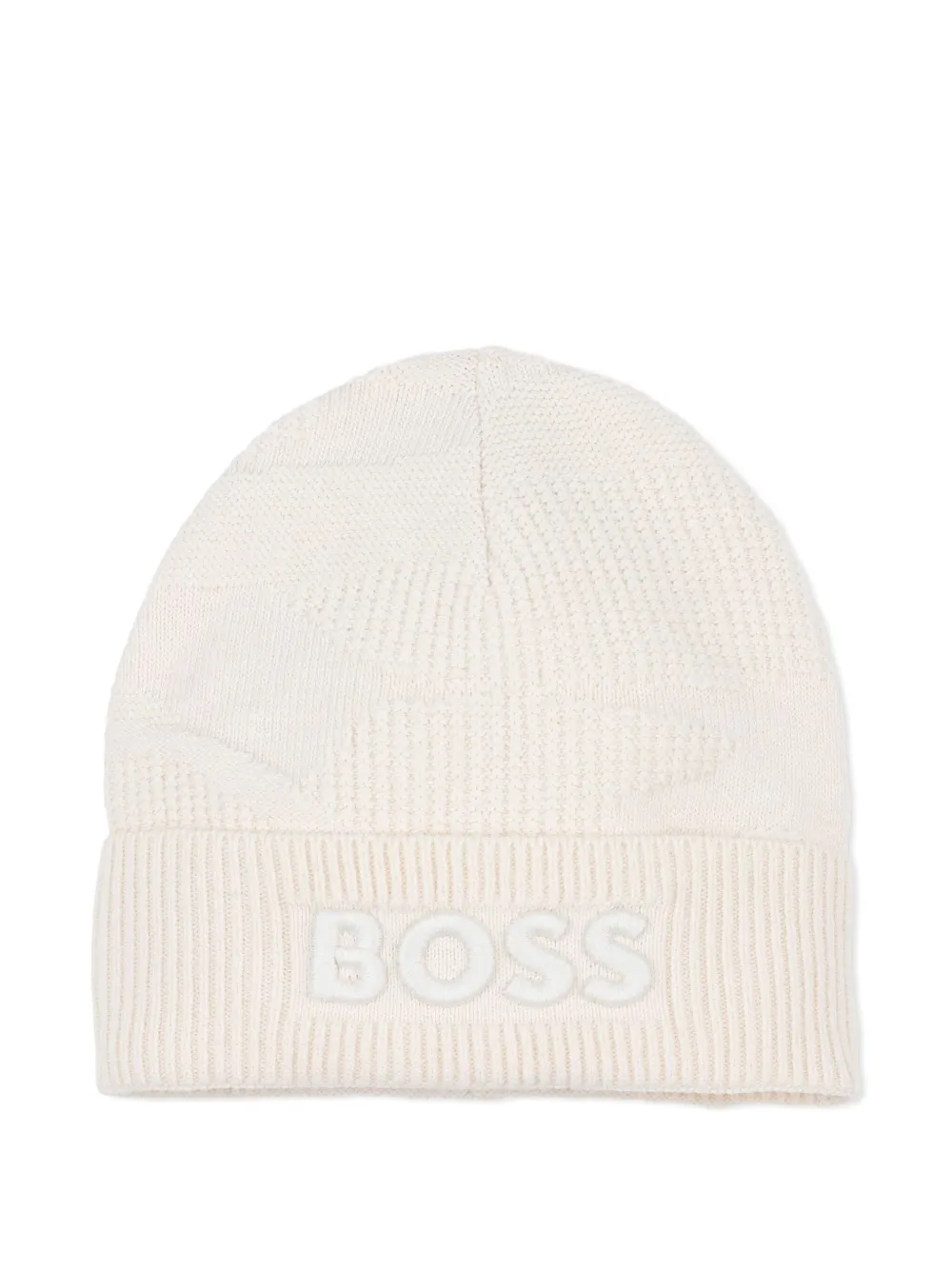 

Шапка бини в рубчик с логотипом BOSS Kidswear, белый