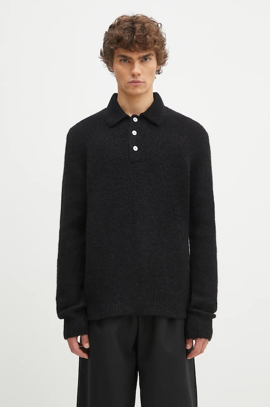 

Свитер шерстяной Rasmus Relaxed Brushed Polo Norse Projects, черный