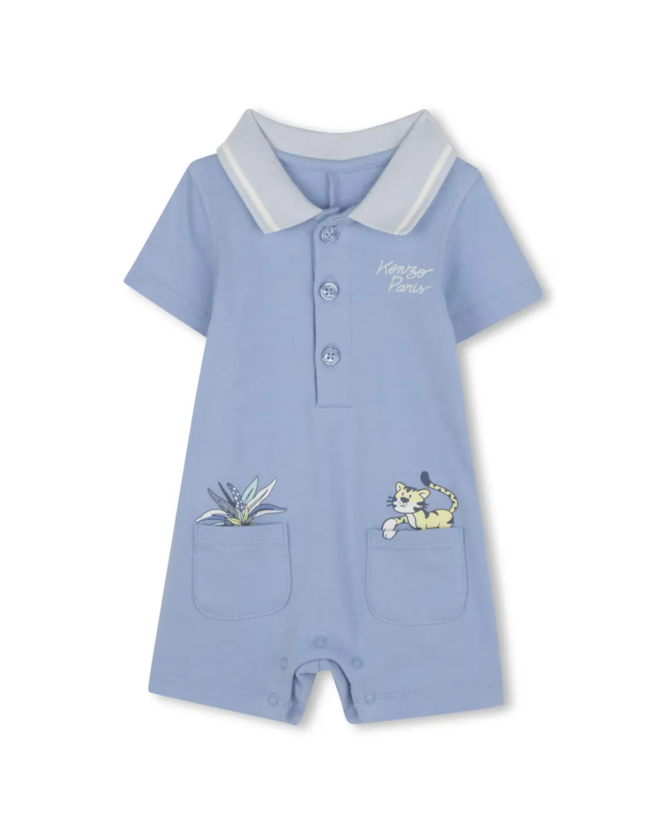 

Комбинезон для мальчиков с карманами и воротником-поло Kenzo Kids, голубой