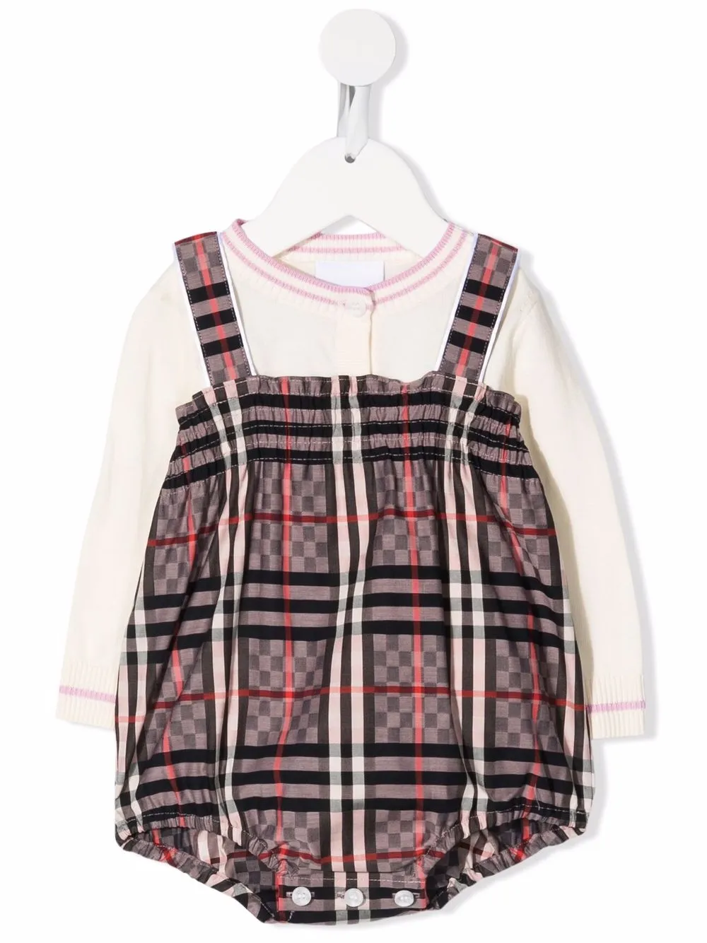 Ромпер в клетку BURBERRY KIDS, розовый — фото 2