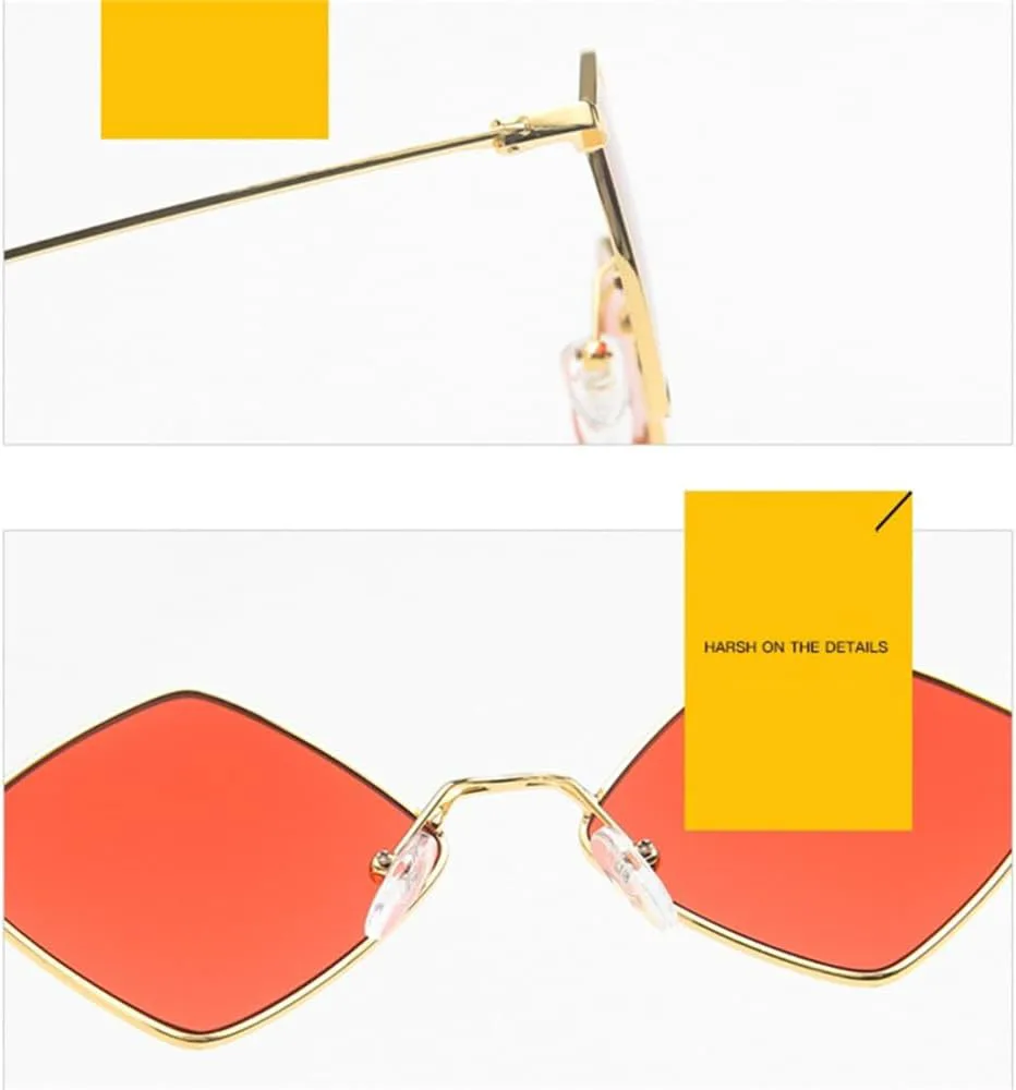 

Женские металлические солнцезащитные очки-ромбы, мужские винтажные солнцезащитные очки в нестандартной маленькой оправе с защитой от УФ-излучения UV400 HDUBFY, 3