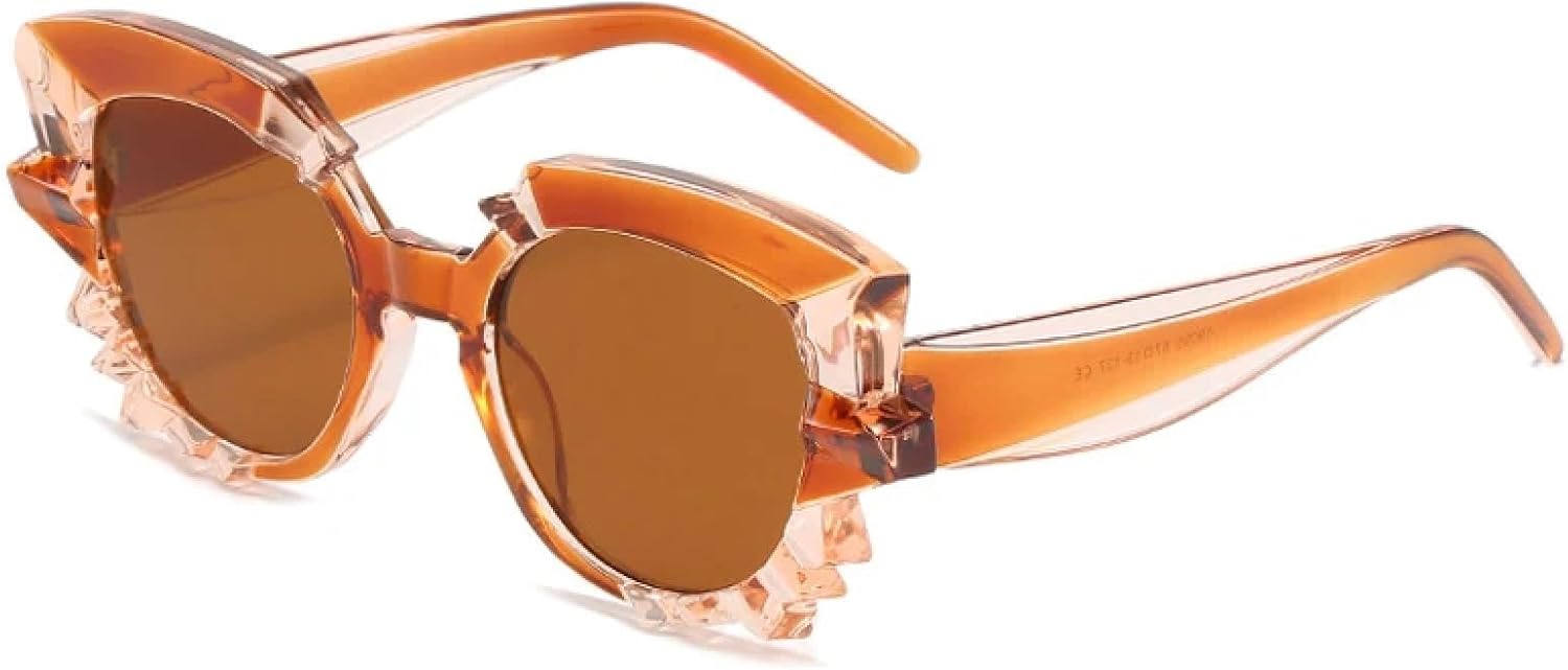 

Модные солнцезащитные очки «кошачий глаз» для женщин и мужчин, стильные солнцезащитные очки для путешествий, уличной фотографии, защита от УФ-излучения UV400 TKKTLLT, Brown Brown