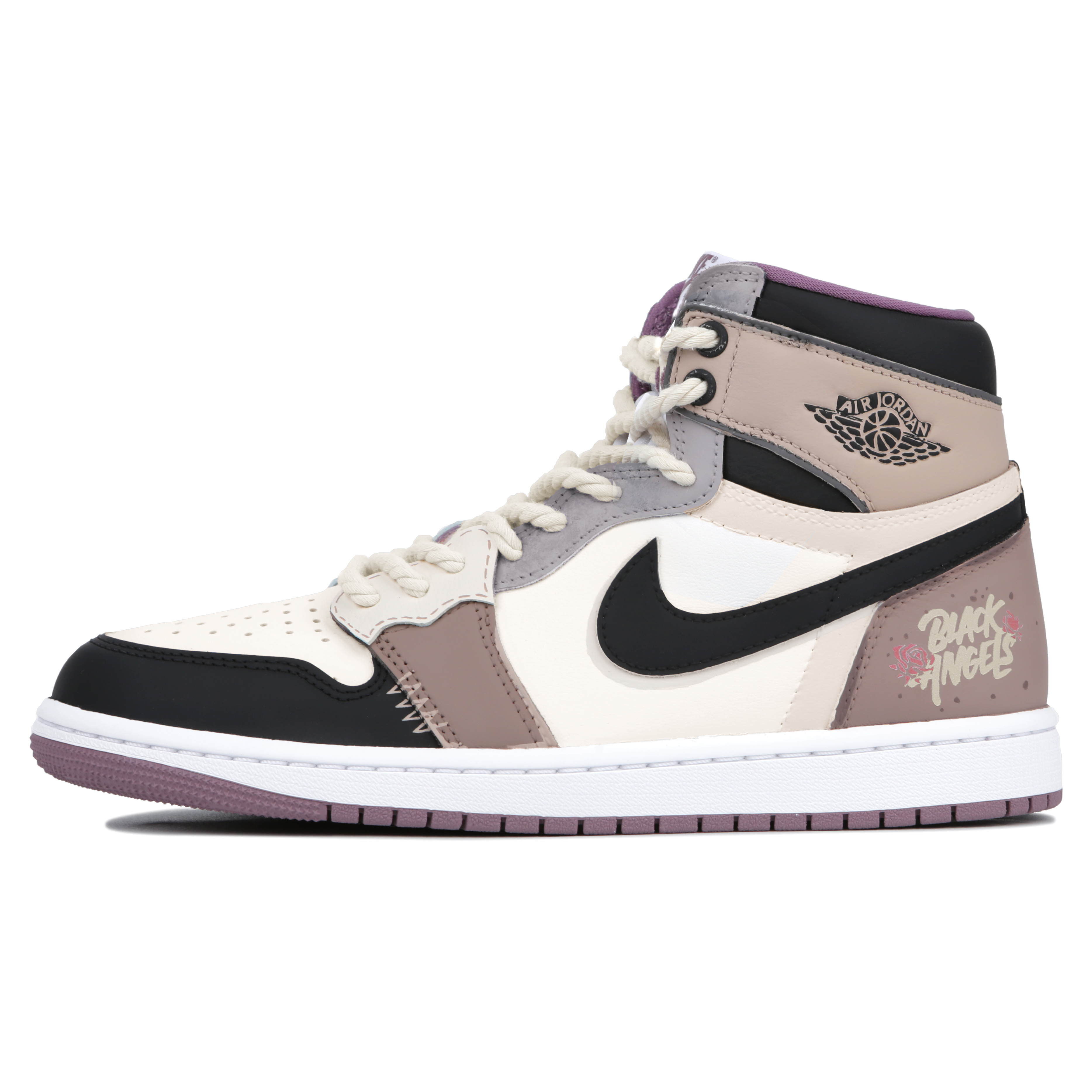 

Кроссовки Air Jordan 1 Vintage Basketball Shoes Unisex High-top Black/Brown/White, черный/белый/коричневый