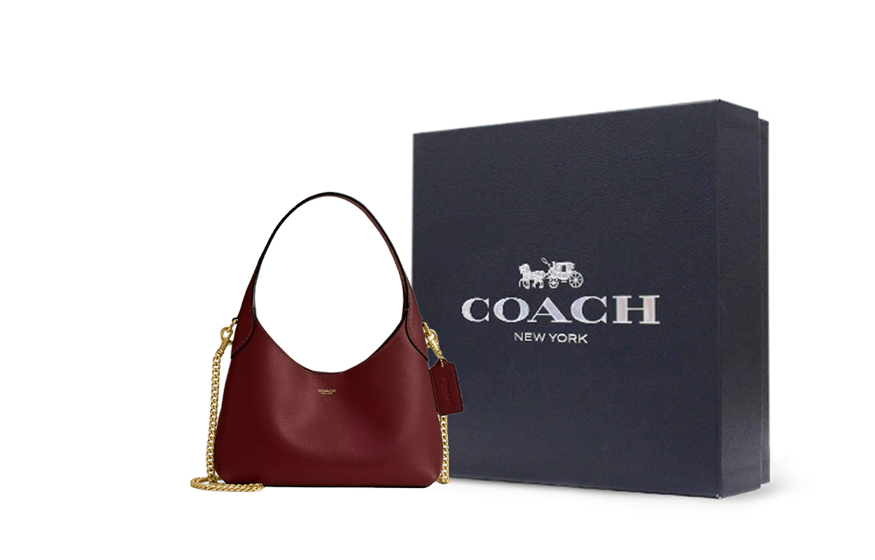 

COACH Бруклин Кожаный Портфель Через Плечо Маленький Женский Рубиново Красный
