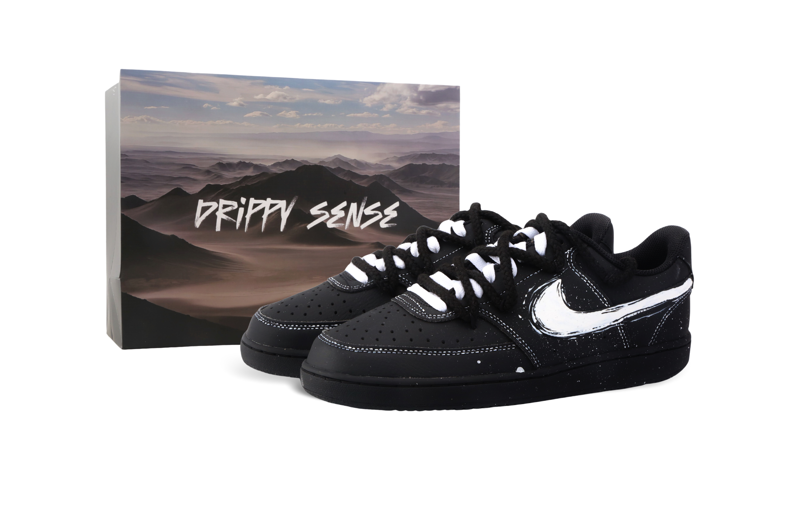 

Court Vision 1 Drippy Clear Glow Abrasion Resistant низкие скейтборд кроссовки unisex Nike, черный/белый
